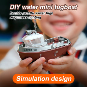 Ready Stock! MINI RC Control Tugboat Boat Powerful Dual Motor 2.4G Radio Remote Control Ship Boat Tugboat Model Electric Toys