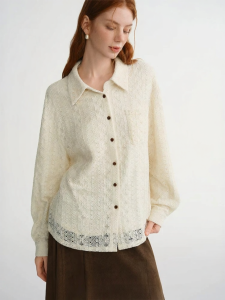 DUSHU | Romantic Hollow Out Embroidery Ladies Blouse