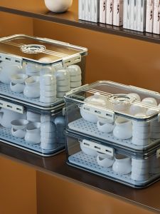 Tea Set Tea Cup Storage Box Dustproof and Transparent Storage Cup Draining Board Kung Fu Teapot Wine Glass Cabinet with Lid Storage