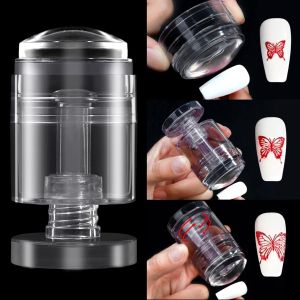 1Pcs Rotatable Nail Art Stamp Adjustable Pattern Size Clear SoftSilicone Fingertip Printing Seal for Manicure Salon Stamper Tool
