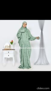 Mukena Arrobiah - Mukena Dewasa Terusan Lajuran Bordir Tabur Bunga