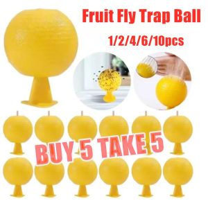 【BUY 5 TAKE 5】10pcs Fly trap ball fruit fly trap household armyworm ball bug catching artifact Fruit Fly Killer Trap Non-Toxic Yellow Ball Trap Super Sticky & Long-Lasting FlyCatcher for Indoor