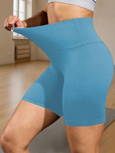 ผู้หญิงเอวสูงBikerกางเกงขาสั้นSuper Soft Tummy Control No See Throughออกกําลังกายโยคะวิ่งกีฬาPush Up Gym Fitness