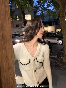 Áo Len Cardigan Dệt Kim Cổ Chữ V Màu Đỏ Thời Trang Thu Đông Cho Nữ Áo Khoác Ngoài Dài Tay Dáng Ôm Vừa Vặn Có Nút Cài Kiểu Hàn Quốc