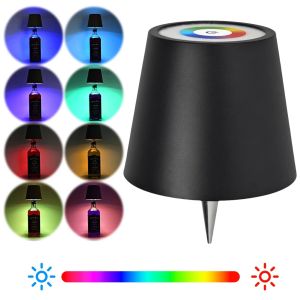 USB Rechargeable Wine Bottle LED Mood Lamp 2000mAh Touch Stepless Dimmer RGB 3 Color RGB White Cordless Pub Table Night Light