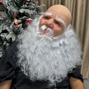 1PC Adult Santa Claus Latex Mask | Funny Bald Old Man Christmas Costume Prop With White Beard For Holiday Party Cosplay Gift