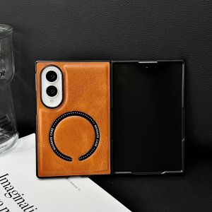Ốp Lưng Da Cao Cấp Sạc Không Dây Từ Tính Bảo Vệ Toàn Diện Cho Samsung Galaxy Z Fold 8 Tương Thích Với Z Fold 8 7 6 5