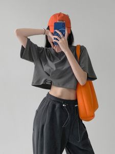 เสื้อเต้นรำสไตล์เกาหลีสำหรับผู้หญิง ชุดซัมบ้า ชุดเต้นรำ Kpop แฟชั่นฤดูร้อน แขนสั้น คอกลม เสื้อผ้าเต้นรำสไตล์อเมริกัน