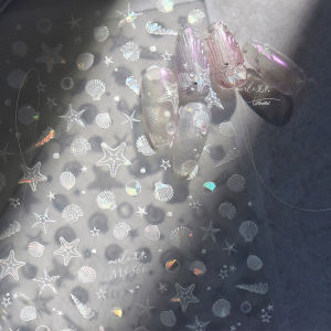 Shell Light Nail Stickers Ice Transparent Summer Beach Ocean Shell Starfish Stars Bubble Nail 3D Decorations Nail Art Stickers