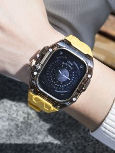 เคสที่เข้ากันได้กับแอปเปิ้ลวอทช์ โปร่งแสง สายคล้อง รุ่นดัดแปลงริชาร์ดสไตล์ S8 รุ่นแลมโบกินี่ 1/2/3 รุ่น iWatch6 สายรัดข้อมือ S9 พรีเมียม 7