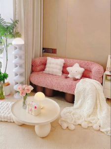 PURPLELEAF | Dorm Room Style Lamb Wool Double Sofa