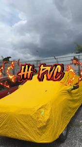 ผ้าคลุมรถยนต์ HI PVC สีเหลืองเต็มคัน เนื้อผ้าหนาทนทาน สีสันสดใสพร้อมแถบสะท้อนแสง6จุด ยางรัด4มุม ผู้ผลิตไทย พร้อส่งในไทย