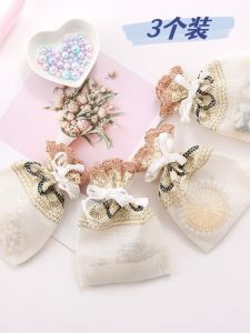 Creative Beige Wave Lace Mesh Breathable Drawstring Bag Jewelry Pouch Scented Pillow Empty Bag Fashionable Storage Case