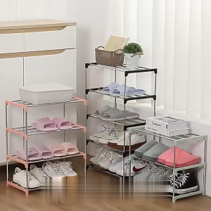 Rak Sepatu Stainless 4 Susun/ Tempat Penyimpanan Sepatu Serbaguna