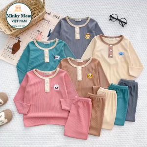 Bộ Quần Áo Trẻ Em Dài Tay Hiệu NATUCO Vải Thun Gân Cho Bé 0-8 tuổi mặc ngủ máy lạnh mùa thu TD-TR14