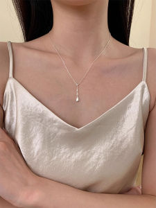 Silver Brushed Waterdrop Pendant Necklace Womens Style 2025 New Fashion Versatile Clavicle Chain Luxury Sensation Neck Chain
