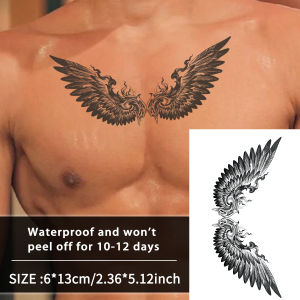 Angel wings neck waterproof temporary tattoo sticker lasts 1-2 weeks realistic semi-permanent fake tattoo