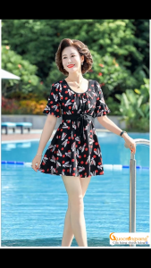 Bộ đồ bơi trung niên giấu bụng Bộ đồ đi biển trung niên tay loe GLSWIM112