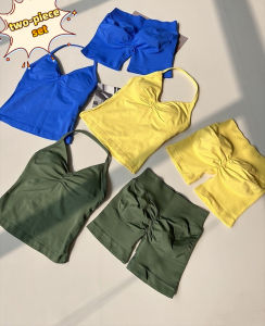 2025 2PCS Yoga Kit Gym Kit Sportswear Womens Neck Yoga Bra Top High Waist Sports Shorts Summer Sports Kit