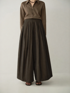 INSIS FEMME | Cotton Woven Simple and Elegant Wide-leg Trousers