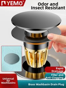 YEMO | Press-type Clog-proof Copper Drain Stopper Universal