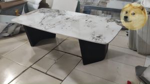 Bàn Trà Sofa Bàn Trà Mặt Đá Chữ Nhật Chân Sắt Trụ 2 Chân Phong Cách Zen Nhật Bản Cafe Phòng Khách