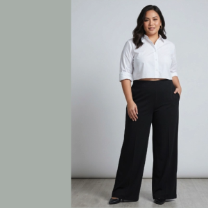 Allure Plus Clothing MARGO Pants Basic Black Straight Cut Pants with Side Zipper
