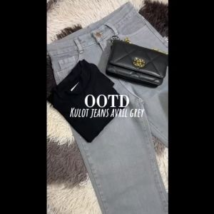 Alzera • Highwaist Jeans Looser Grey ( Abu ) Jeans Wanita Terbaru