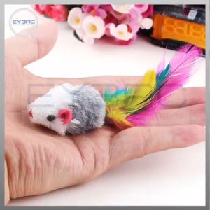 Cat Rainbow Interactive Plush Toy Feather Mouse Toy Durable High-Quality Materials Lifelike Design with Colorful Feathers for Playful Entertainment