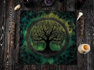 VIKAMA Tree of Life Celtic Pattern Table Cloth Witch Altar Cloth Mysterious Tarot Divination Table Cloth Tarot Card Tablecloth