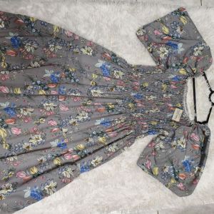 เดรส ฟรีไซส์ dress freesize คนอ้าวนใส่ได้ อกยืดได้ถึง54" ลายดอกไม้ ผ้าไม่บางแน่นอน ยาวคลุมเข่า