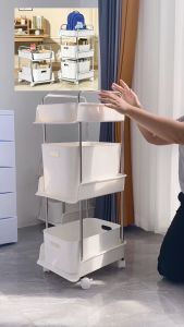 HEINOชั้นวางของอเนกประสงค์ รถเข็นเก็บของ เคลื่อนย้ายสะดวก ชั้นวางของพร้อมล้อเลื่อน+ที่จับ