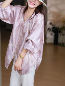 XIAOER | Loose Fit Flowing Light Fabric Heavyweight Butterfly Embroidery Bound Seams Beaded Buttons Jacket