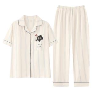 Bộ đồ ngủ nữ MiiOW Catman bằng cotton có đệm ngực quần dài thoải mái