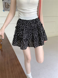 Váy Ngắn Chữ a Cạp Cao Họa Tiết Hoa Màu Đen Cho Nữ Váy Ngắn Kiểu Bánh Sinh Nhật Phong Cách Hàn Quốc Mùa Thu Mới Cho Phụ Nữ Béo