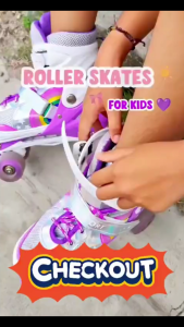 Yowxii Kids Adjustable Roller Skates S/M/L Quad Roller Skates for Beginners with Secure Buckle Breathable Padded Liner Smooth Wheels 2 Color Options