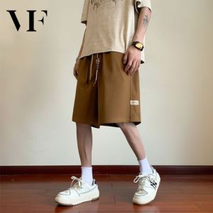 VFASION กางเกงขาสั้น ผช กางเกงขาสั้น แบบผูกเชือก เอวยางยืด Waffle กีฬาอเมริกัน ไซส์ใหญ่หลวม M-4XL