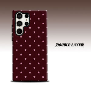 Wine Pink Star Grid For Samsung Galaxy S26 S25 S24 A56 A36 Dual Layer Luxury Fashion Full Lens Protective Case