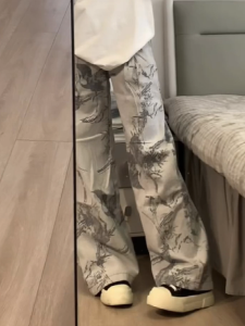 Quần Jeans Denim Ống Rộng Kiểu Mỹ Dệt Kim Hoa Quấn Dệt Kim Quần Dài Dài Đến Sàn Cho Nữ Quần Dài Thường Ngày Thu Đông