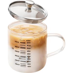 GIANXI | Heat Resistant Food Grade Glass Cup with Handle and Lid with Measurement Marks
