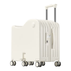 MIMANI | Childrens Travel Suitcase With Seat Feature Hard Shell Cartoon Design Lockable Pull Rod Suitable For Boys And Girls