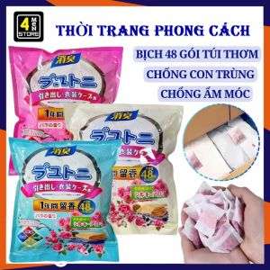 Bịch 48 Gói Túi Thơm Hút Ẩm Hương Hoa Để Tủ Quần Áo Tủ Giày Chống Ẩm Mốc  Túi Thơm Long Não  Đuổi Côn Trùng - Túi Thơm Mini Khử Mùi Phòng Ngủ Nhà Vệ Sinh Toilet Tiện Dụng