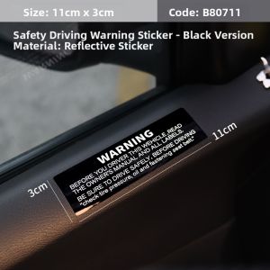 Reflective Waterproof Car Decal Warning Reminder Sticker for Co-Driver Seat Scratch Covering Film Car Decoration Sticker