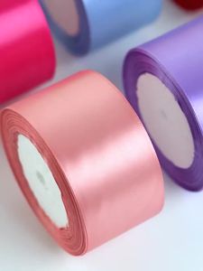 Ruộng Lụa Satin Chất Lượng Cao Rộng 50mm 25 Thước/cuộn Dùng Làm Nơ Thủ Công Gói Quà Trang Trí Giáng Sinh Đám Cưới Chất Liệu Polyester