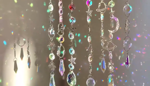 TX💓🧧🏮 จี้คริสตัลแขวนในสวนห่วงโซ่คริสตัลปริซึมรุ้งสำหรับตกแต่งหน้าต่าง