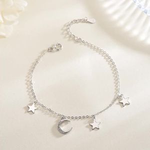 anenjery | ANENJERY Zircon Moon Star Pendant Chain Bracelets for Women Trendy Simple Hand Jewelry Accessories Girls Birthday Gifts