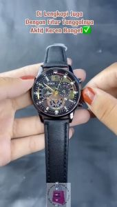 SRD Jam Tangan Pria Kulit Dial Tipis New Model Quartz Cross-Border Analog Hot Sale Klasik Kalender Kuarsa Belt Watch Olahraga Eksplosif Tiga Mata Luminous Nyala Tempat Gelap Bercahaya Fashion Trendi Gaya Kekinian - JPD-02