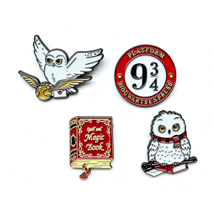 Bandai | 4pcs Magical Fantasy Enamel Pins Set Owl Vintage Magic Spell Book Metal Lapel Badges for Backpack Clothing Wizard Jewelry