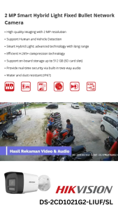 Hikvision DS-2CD1021G2-LIU-LIUF IPC 2MP OUTDOOR BULLET NETWORK CAMERA BUILT IN MIC AUDIO