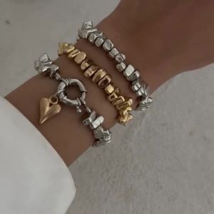 Ingemark | Ingemark 3Pcs/Set Vintage Irregular CCB Beads Chain Bracelets for Women New Trend Goth Heart Pendant Bangles Couple Jewelry Men